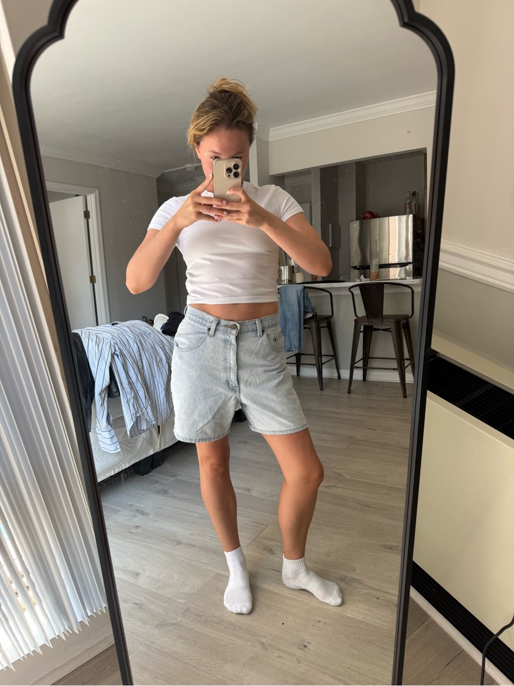Vintage Light Wash Denim Bermuda Shorts